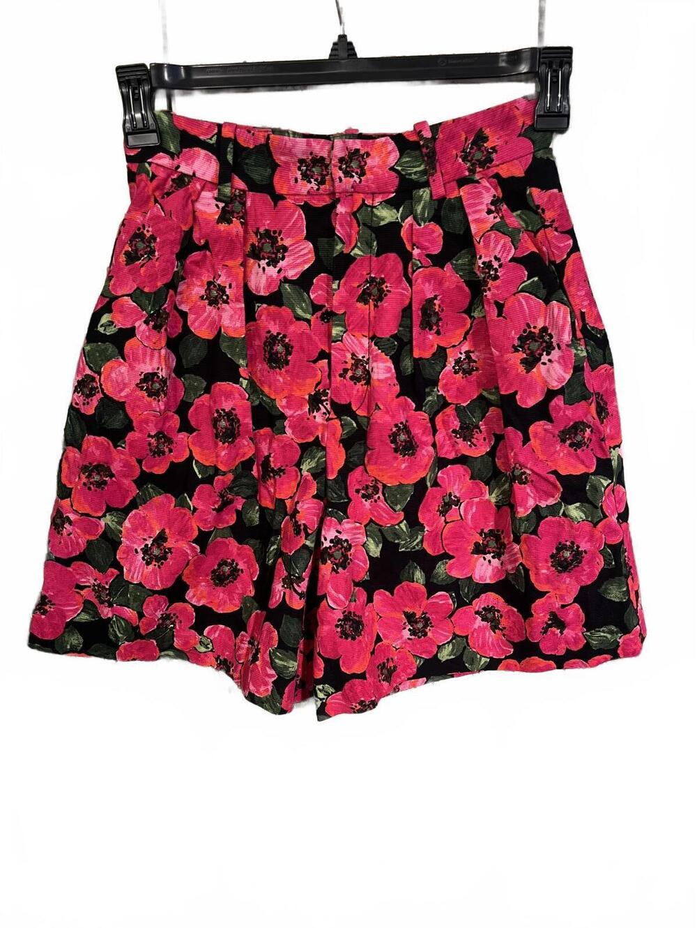 ZARA Women's Pink Floral High Waisted Bermuda Shorts XS